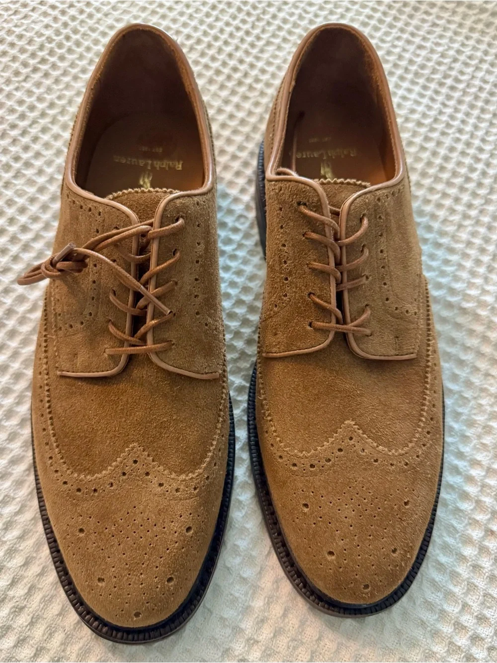 Polo Ralph Lauren Men's Asher LaceUp Suede Wingtip Oxford Shoe, Brown US 10 D US